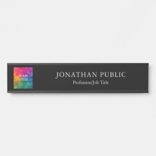 Firmenlogo hier Elegant Black Long Türschild
