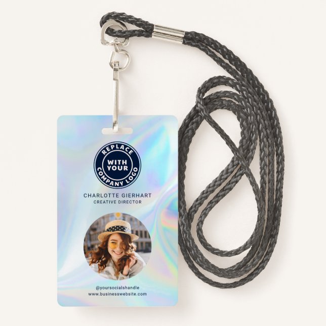 Firmenlogo Holographic Employee Foto ID Ausweis (Vorderseite mit Schlüsselband)