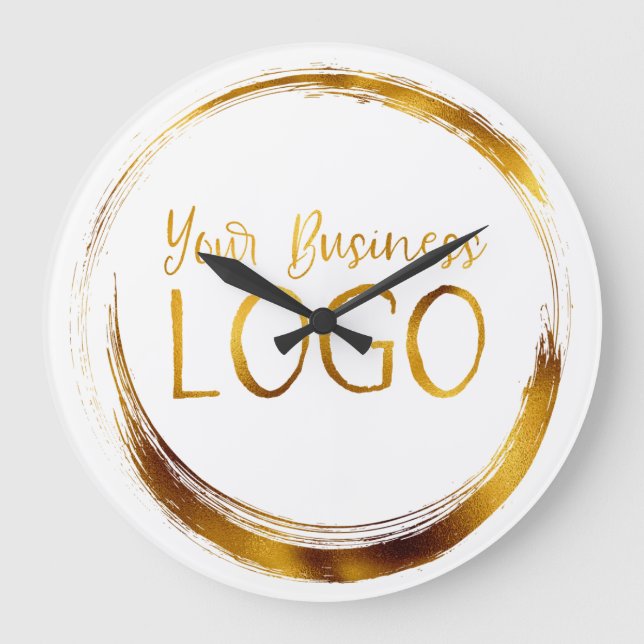 Firmenlogo in der weißen Werbung Große Wanduhr (Vorderseite)