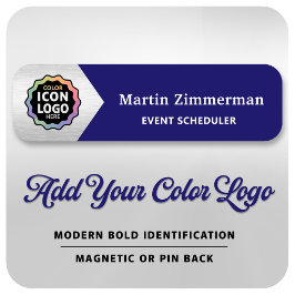 Firmenlogo in Marineblau Silber Mitarbeiterausweis Namensschild