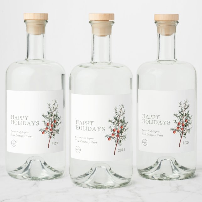 Firmenlogo Juniper Branch Holiday Custom Alkoholflaschenetikett (Flaschen)