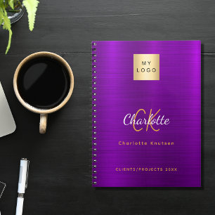 Firmenlogo lila Goldmonogramm glamourös Notizblock