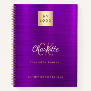 Firmenlogo lila Goldmonogramm glamourös Notizbuch