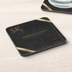 Firmenlogo Luxus Black Custom Getränkeuntersetzer