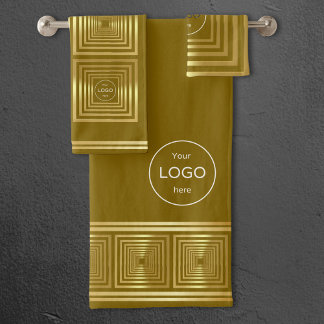 Firmenlogo Luxusgold Handtuch Set