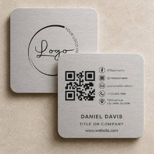 Firmenlogo Metallischer QR-Code Quadratische Visitenkarte