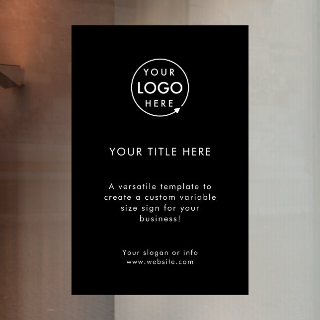 Firmenlogo | Minimal Black Stylish Promotional Fensteraufkleber (Professional editable window decal template for events & small business promotion.)