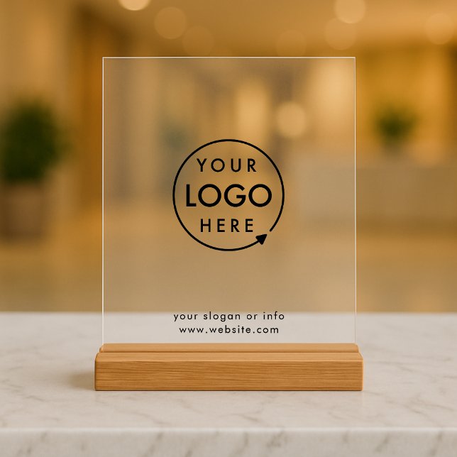 Firmenlogo | Minimalistisch einfach sauber Acrylschild (Company branded professional acrylic tabletop signs for small business promotion.)