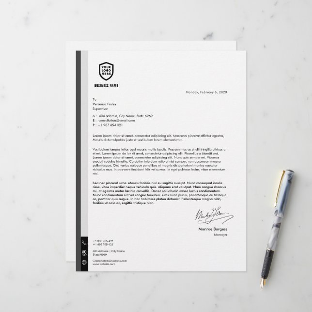 Firmenlogo | Minimalistische einfache, saubere Unt Briefbogen (Vorderseite/Rückseite Beispiel)