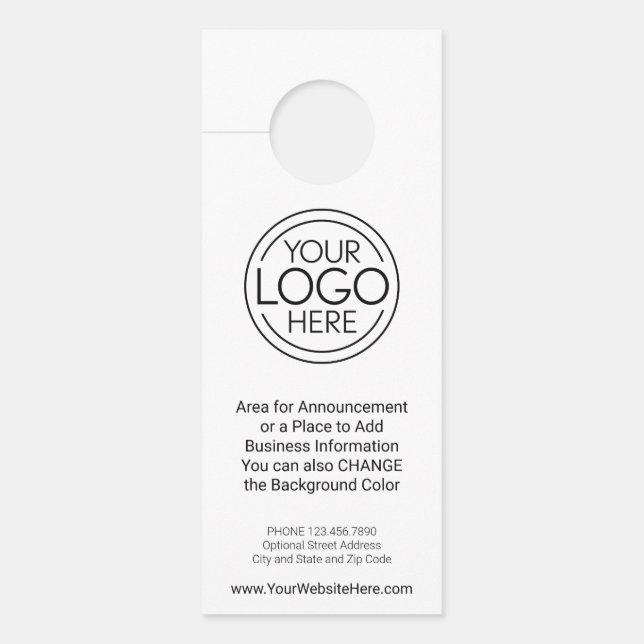 Firmenlogo mit Ankündigung und Kontaktinformatione Türanhänger (Vorderseite)