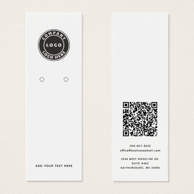 Firmenlogo mit QR-Code-Ohrring-Display-Karte (Vorne & Hinten)