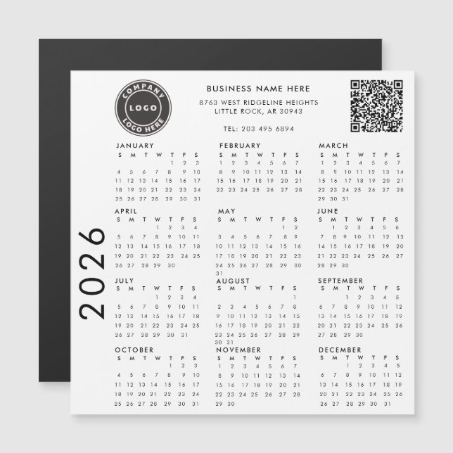 Firmenlogo Mitarbeiter 2024 Kalender Magnetkarte (Vorne/Hinten)