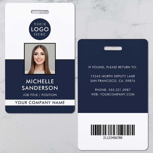 Firmenlogo-Mitarbeiter-Barcode-Mitarbeiterfoto-ID Ausweis (Company Logo Staff Barcode Employee Photo ID Badge)