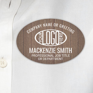 Firmenlogo Mitarbeiter-ID Braune Imitate Holzoval Namensschild