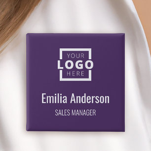 Firmenlogo Mitarbeiter Name Abzeichen Lila Button