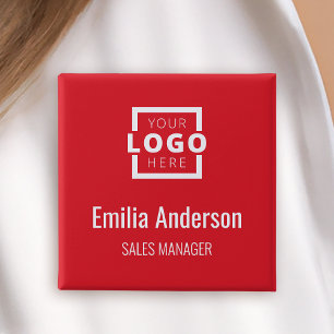 Firmenlogo Mitarbeiter Name Abzeichen Rot Button