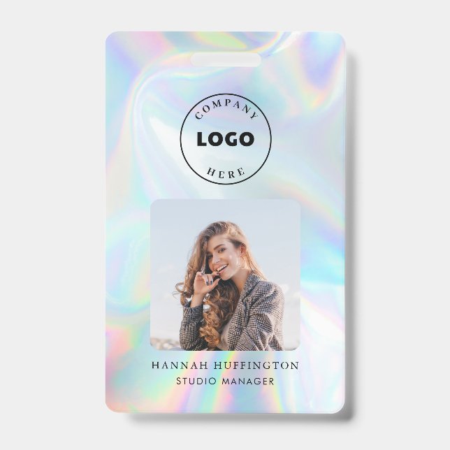 Firmenlogo Mitarbeiter QR Code Holografisches Foto Ausweis (Vorderseite)
