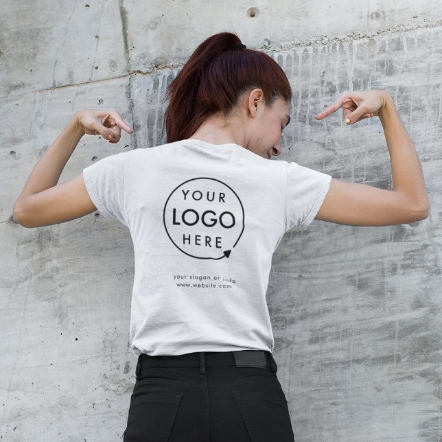 Firmenlogo Mitarbeiterfirma Zurück Markenzeichen T-Shirt (Minimalist company branded t-shirts for your team apparel employee uniforms or promotional swag.)