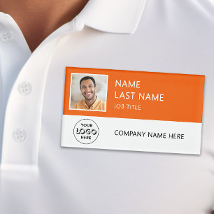 Firmenlogo Mitarbeiterfoto Magnetisch Orange Namenschild