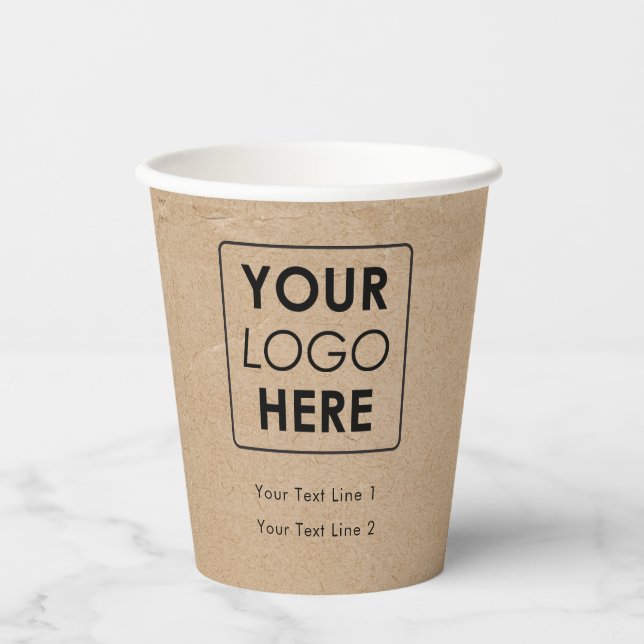 Firmenlogo Modern Berufliche Kraft Brown Pappbecher (Vorderseite)