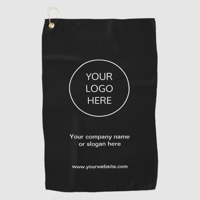 Firmenlogo Modern Black Golf Towel Golfhandtuch (Vorderseite)