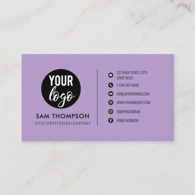 Firmenlogo Modern Minimalistischer QR-Code Lila Visitenkarte (Vorderseite)
