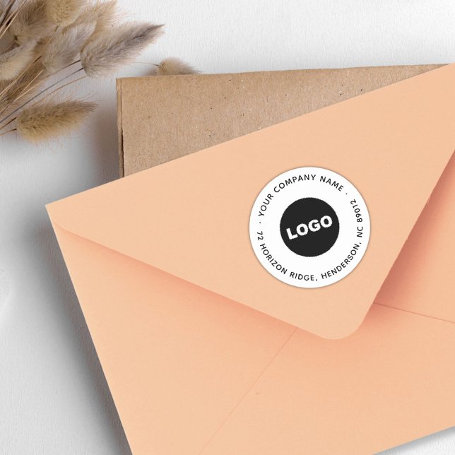 Firmenlogo Modern Round Rücksendeadresse Slogan Runder Aufkleber (Business Logo Modern Round Return Address Slogan Classic Round Sticker)