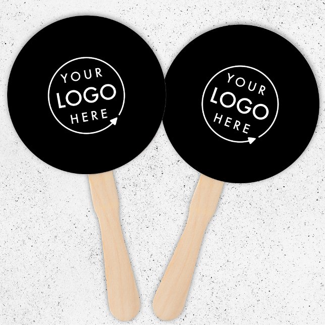Firmenlogo | Moderne schwarze Werbung Fächer (Sleek black company branded professional hand fans for small business events & promotion.)