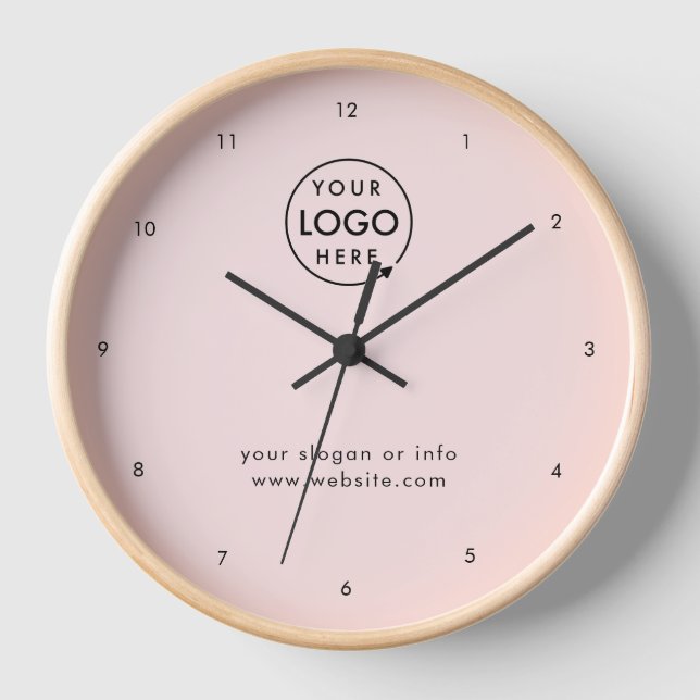 Firmenlogo | Modernes Minimalistisches Rosa Uhr (Vorderseite)
