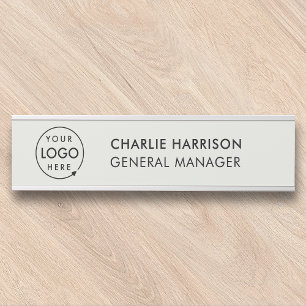 Firmenlogo   Modernes Neutralgrau Mitarbeiter Pers Türschild