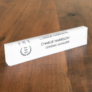 Firmenlogo Modernes schwarzes Firmenbüro Namensplakette