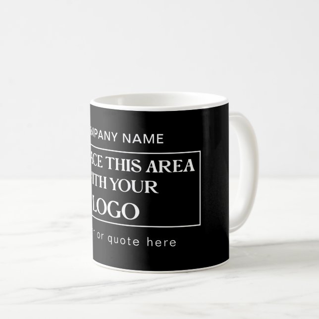 Firmenlogo Motto Schwarz oder Farbe Kaffeetasse (VorderseiteRechts)