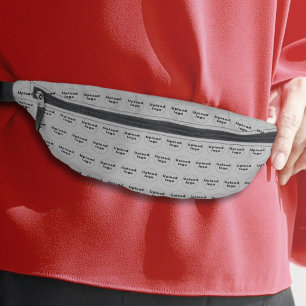 Firmenlogo Nahtloses Muster auf grauem Fanny Pack Bauchtasche
