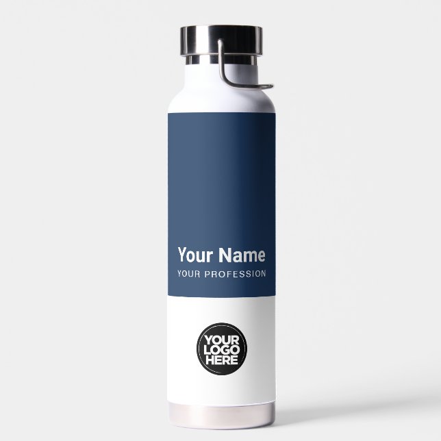 Firmenlogo, Name, Beruf Trinkflasche (Links)