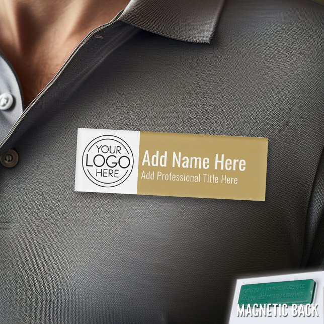 Firmenlogo - Name, Beruflicher Name, Gold Namenschild (Custom Logo Employee Name Tag)