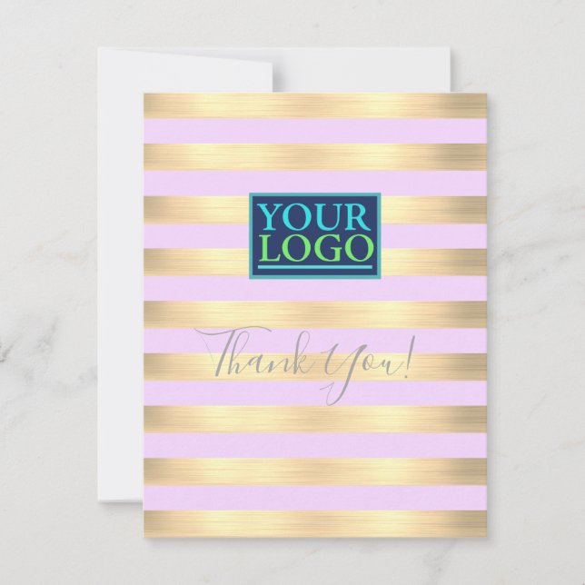 Firmenlogo, Name Gold & Lilac Streifen, Mt.Green Dankeskarte (Vorderseite)
