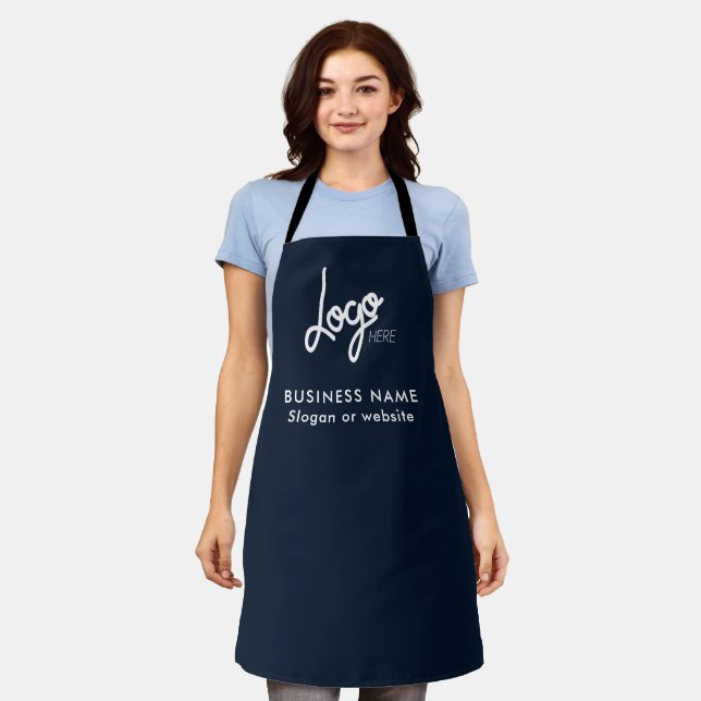 Firmenlogo | Name Modern Navy Blue Schürze (Getragen)