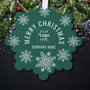 Firmenlogo Name Schneeflocke Frohe Weihnachten Grü Ornament Karte