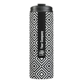 Firmenlogo Name Social Black & White Muster Thermosbecher