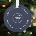 Firmenlogo | Navy Blue Corporate Christmas Ornament<br><div class="desc">Einfaches,  stilvolles,  marineblaues Firmenlogo rund um Weihnachtsschmuck in modernem minimalistischem Stil. Sie können ganz einfach Ihr Firmenlogo und Ihren individuellen Text (z.B. Feiertage oder fröhliche Weihnachten) für den perfekten Urlaubserlebnis mit einem beruflichen Ambiente hinzufügen. #logo #business #christmas #ornament</div>
