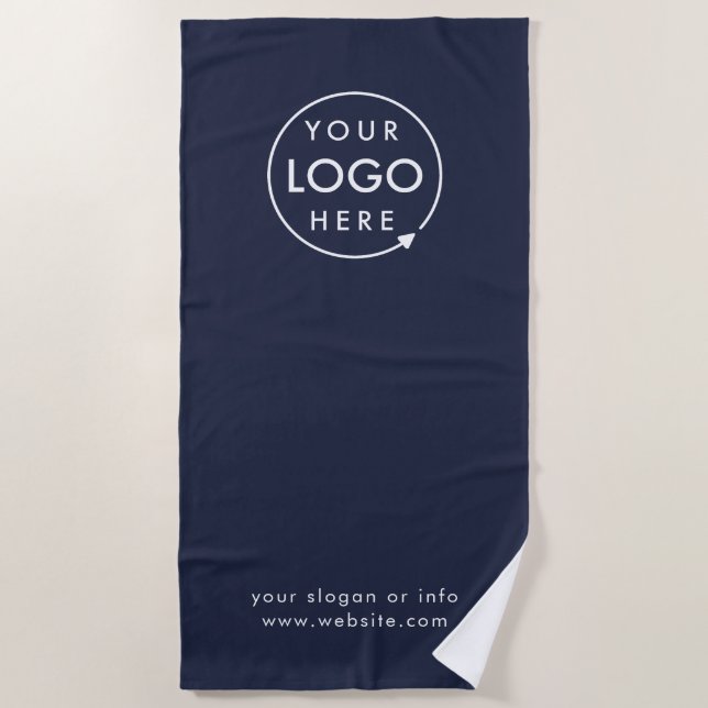 Firmenlogo | Navy Blue Minimalistisch Promotions Strandtuch (Vorderseite)