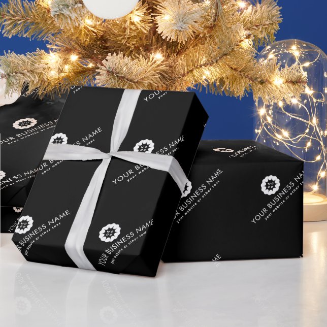 Firmenlogo oder Symbol + Firmenmarke schwarz Geschenkpapier (Feiertage)