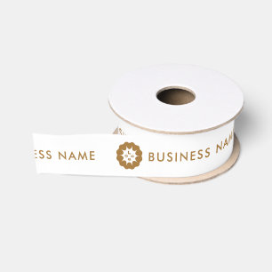 Firmenlogo oder Symbol + Name Unternehmen Weiß Ripsband