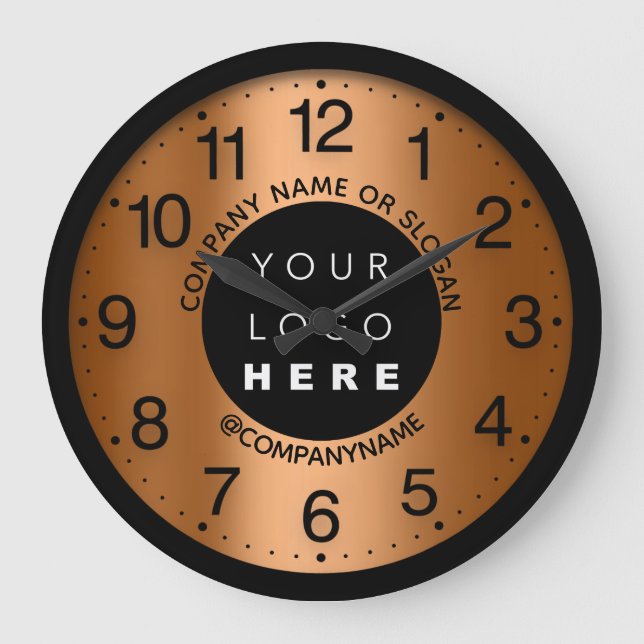 Firmenlogo Orange Coral Name Slogan Große Wanduhr (Vorderseite)
