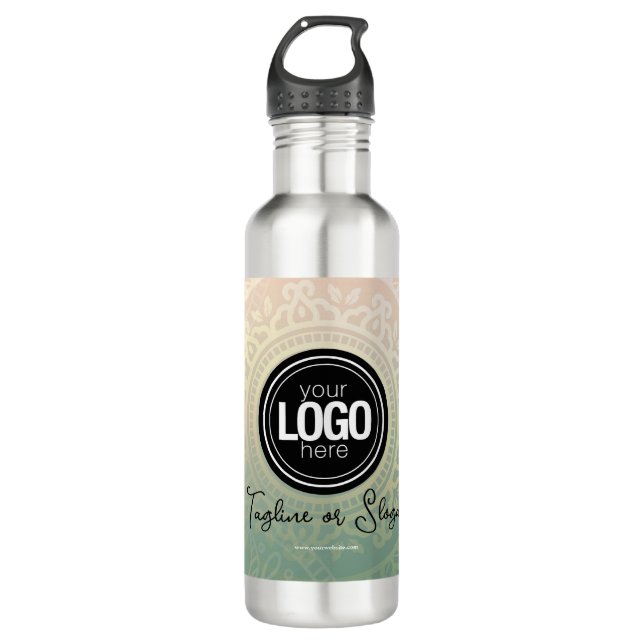 Firmenlogo personalisieren | Elegant Green Yoga Edelstahlflasche (Vorderseite)