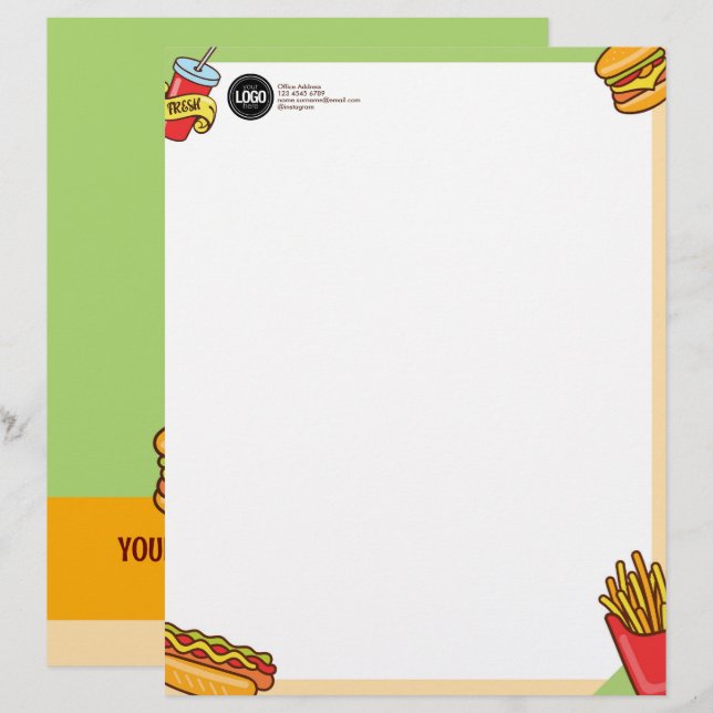 Firmenlogo personalisieren | Hamburger Hotdog Them Briefbogen (Vorne/Hinten)
