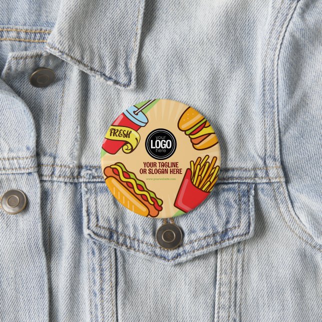 Firmenlogo personalisieren | Hamburger Hotdog Them Button (Beispiel)