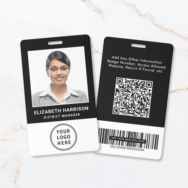 Firmenlogo QR-Code Barcode Mitarbeiter Fotoausweis Ausweis (Business Logo QR Code Barcode Employee Photo ID Badge)