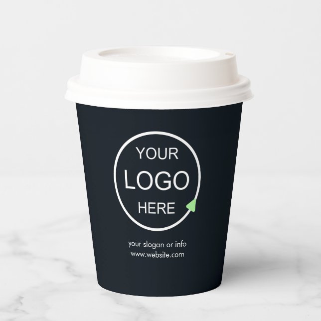 Firmenlogo | QR Code Black Modern Beruflich Pappbecher (Vorderseite)