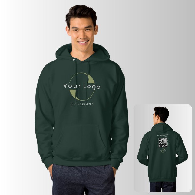 Firmenlogo QR-Code Firmenmarke swag Men Green Hoodie (Von Creator hochgeladen)